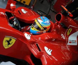 yapboz Ferrari için yarış için hazırlanıyor Fernando Alonso,